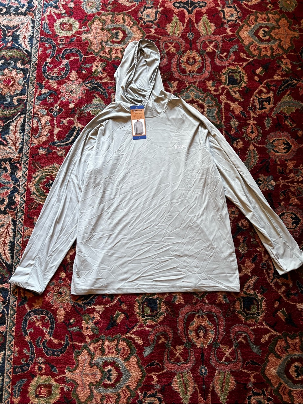 Eddie Bauer Light Gray Men’s Hooded Long-Sleeve Shirt